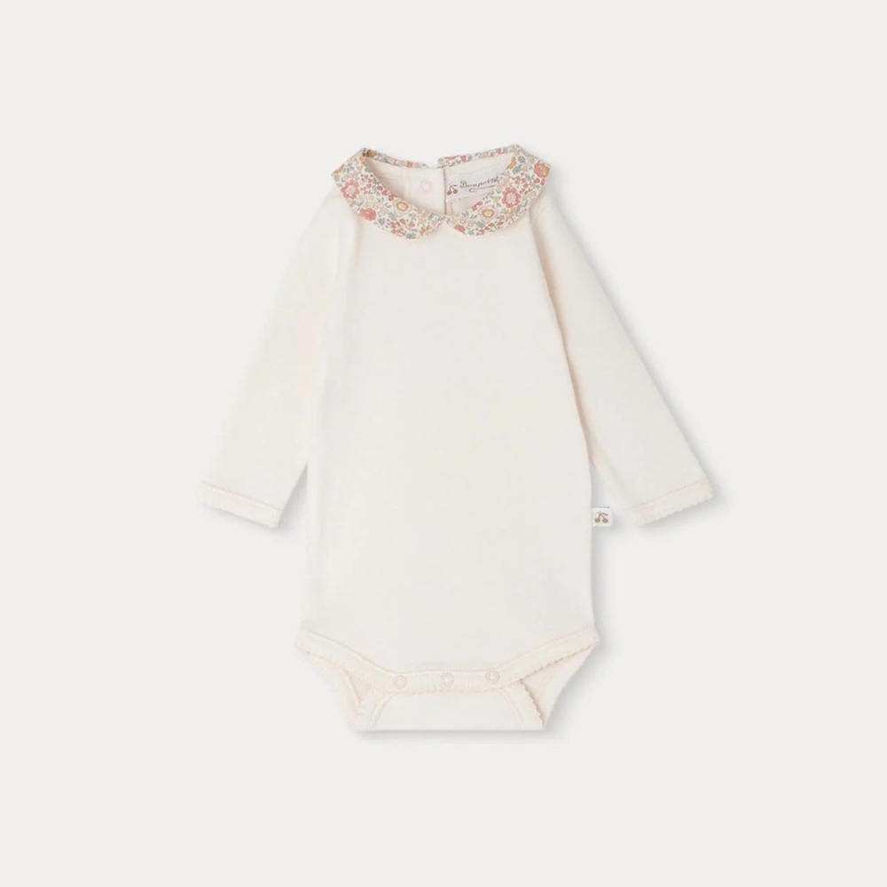 Bonpoint Floral Collar White Onesie